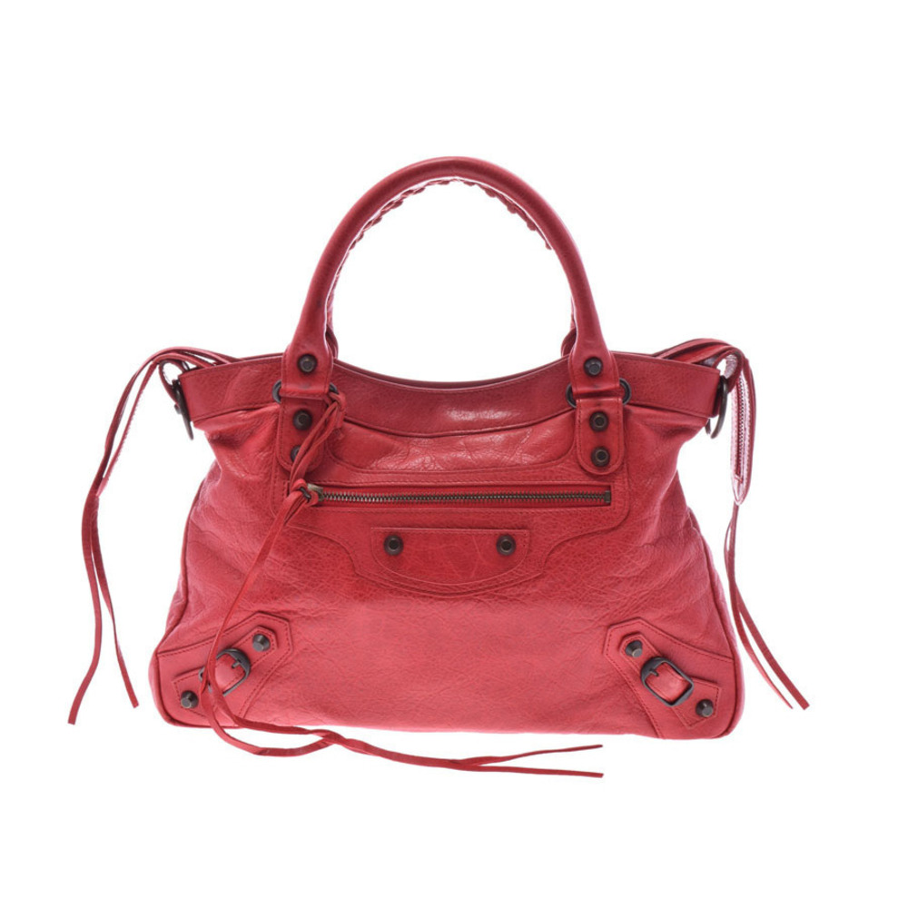 Balenciaga The Town lambskin bag red strap
